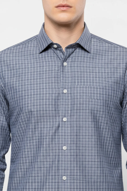 Men's Grey Plaid Slim Fit Shirt | Wessi