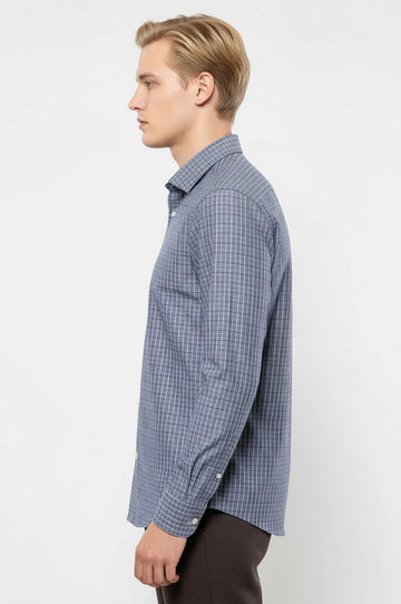 Men's Grey Plaid Slim Fit Shirt | Wessi