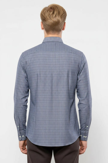Men's Grey Plaid Slim Fit Shirt | Wessi