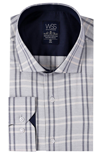 Men's White Plaid Slim Fit Shirt | Wessi