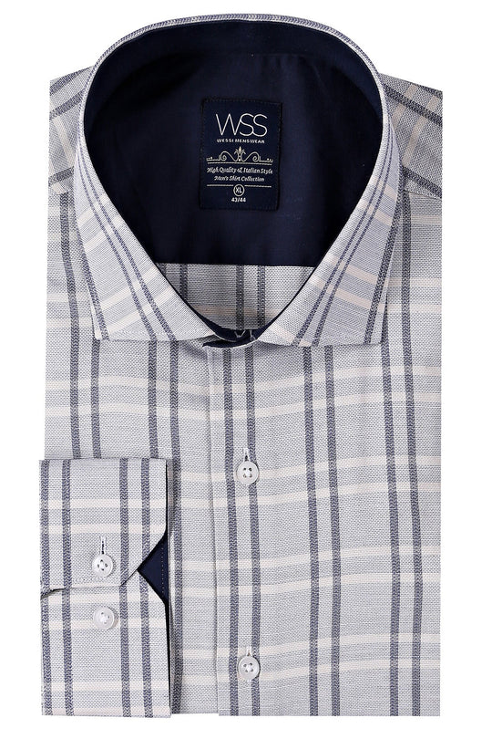 Men's White Plaid Slim Fit Shirt | Wessi