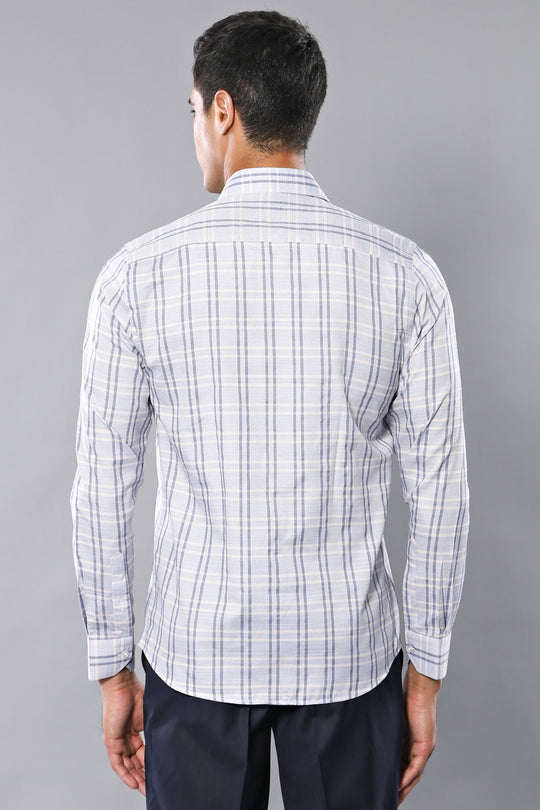 Men's White Plaid Slim Fit Shirt | Wessi