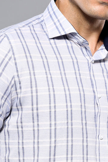 Men's White Plaid Slim Fit Shirt | Wessi