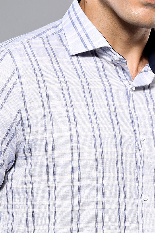 Men's White Plaid Slim Fit Shirt | Wessi
