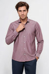 Slim Fit Burgundy Plaid Cotton Shirt — Wessi