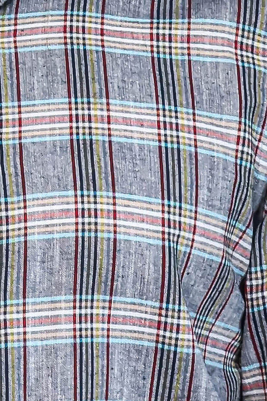 Slim Fit Navy Blue Plaid Cotton Shirt — Wessi