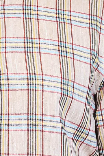 Slim Fit Beige Plaid Cotton Shirt — Wessi