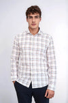 Slim Fit White Plaid Cotton Shirt — Wessi