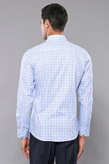Slim Fit Light Blue Plaid Cotton Shirt — Wessi