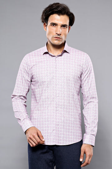 Men's Burgundy Slim Fit Plaid Patterned Cotton Shirt | Wessi