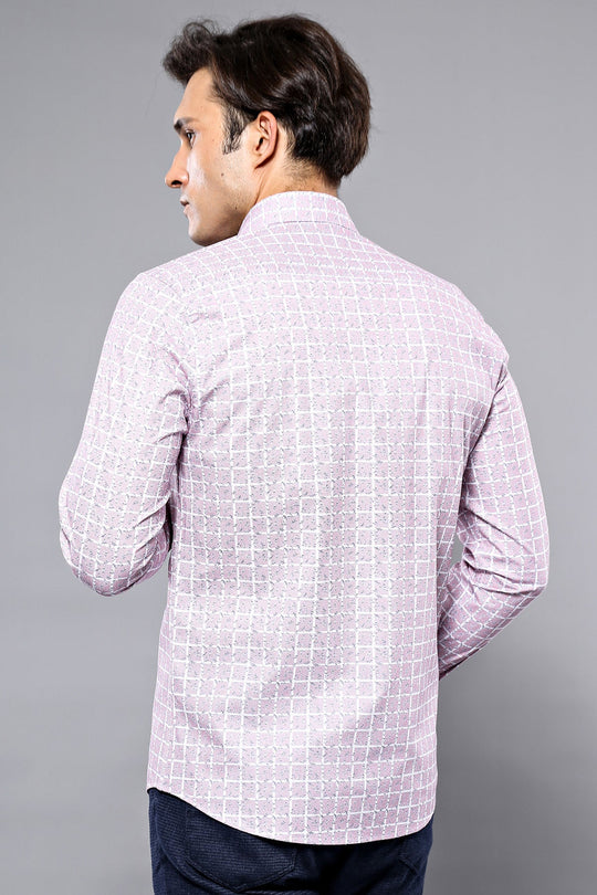 Men's Burgundy Slim Fit Plaid Patterned Cotton Shirt | Wessi