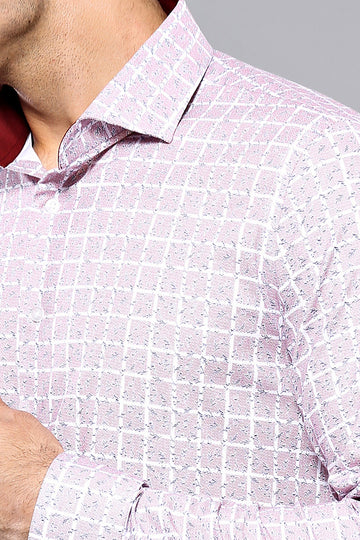 Men's Burgundy Slim Fit Plaid Patterned Cotton Shirt | Wessi