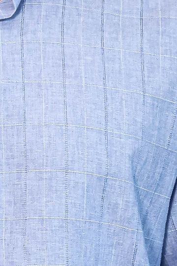 Slim Fit Blue Checked Cotton Shirt — Wessi