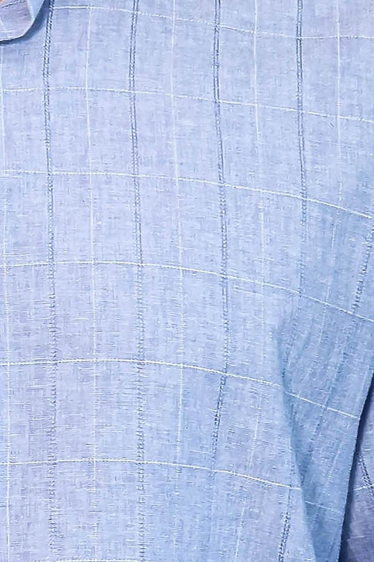 Slim Fit Blue Checked Cotton Shirt — Wessi
