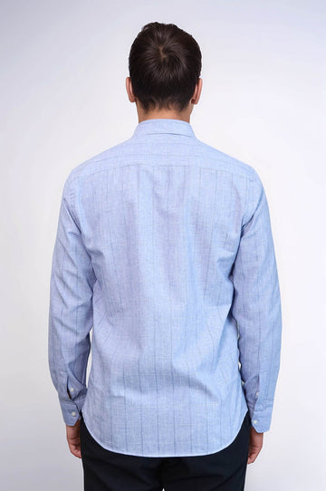 Slim Fit Blue Checked Cotton Shirt — Wessi