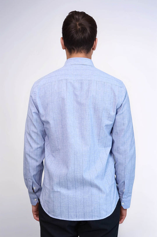 Slim Fit Blue Checked Cotton Shirt — Wessi