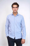 Slim Fit Blue Checked Cotton Shirt — Wessi