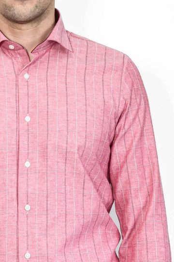 Slim Fit Burgundy Checked Cotton Shirt — Wessi