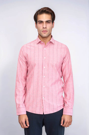 Slim Fit Burgundy Checked Cotton Shirt — Wessi