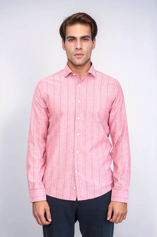 Slim Fit Burgundy Checked Cotton Shirt — Wessi