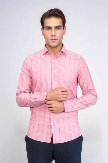 Slim Fit Burgundy Checked Cotton Shirt — Wessi