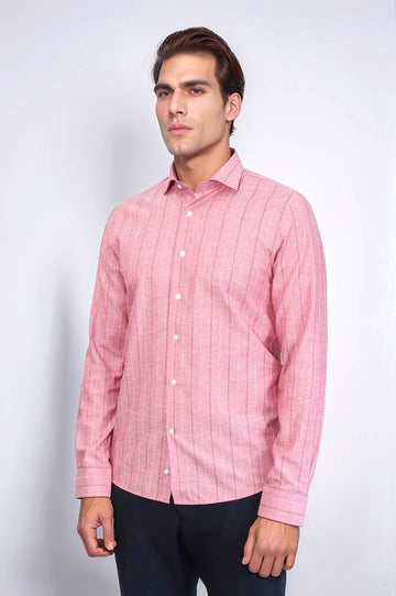 Slim Fit Burgundy Checked Cotton Shirt — Wessi