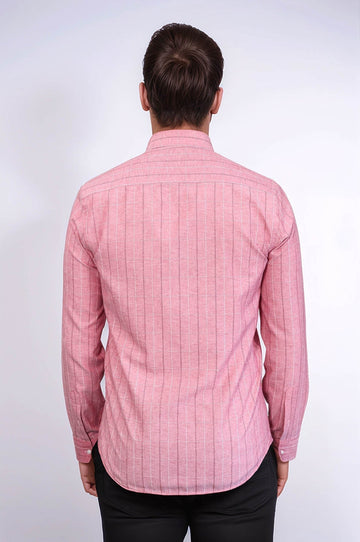 Slim Fit Burgundy Checked Cotton Shirt — Wessi