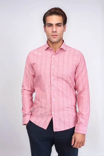 Slim Fit Burgundy Checked Cotton Shirt — Wessi