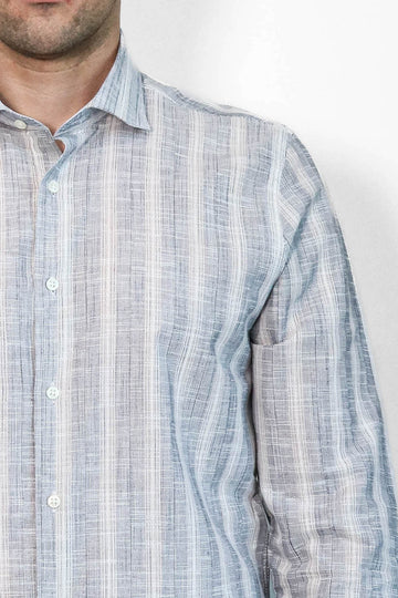 Men's Blue Slim Fit Striped Shirt | Wessi