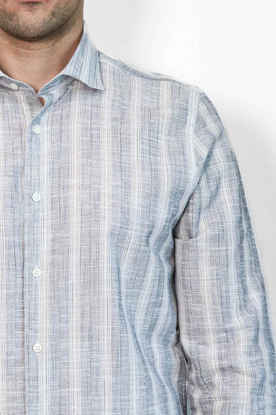 Men's Blue Slim Fit Striped Shirt | Wessi