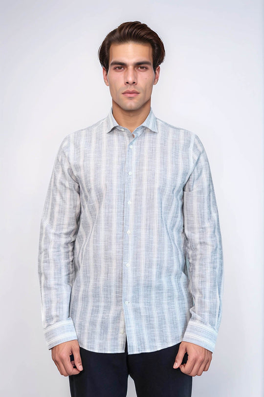 Men's Blue Slim Fit Striped Shirt | Wessi