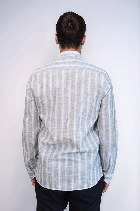Men's Blue Slim Fit Striped Shirt | Wessi