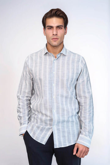 Men's Blue Slim Fit Striped Shirt | Wessi