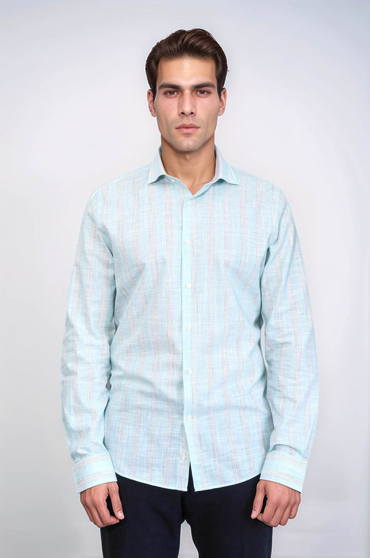 Slim Fit Green Checked Cotton Shirt — Wessi