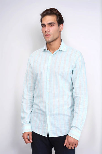 Slim Fit Green Checked Cotton Shirt — Wessi