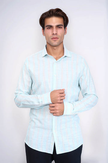 Slim Fit Green Checked Cotton Shirt — Wessi