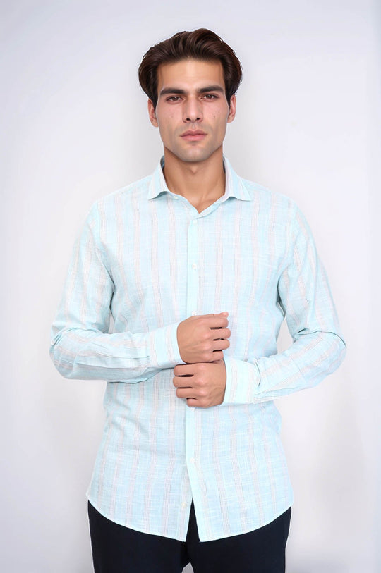 Slim Fit Green Checked Cotton Shirt — Wessi