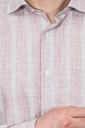 Slim Fit Light Red Checked Cotton Shirt — Wessi