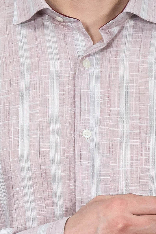 Slim Fit Light Red Checked Cotton Shirt — Wessi