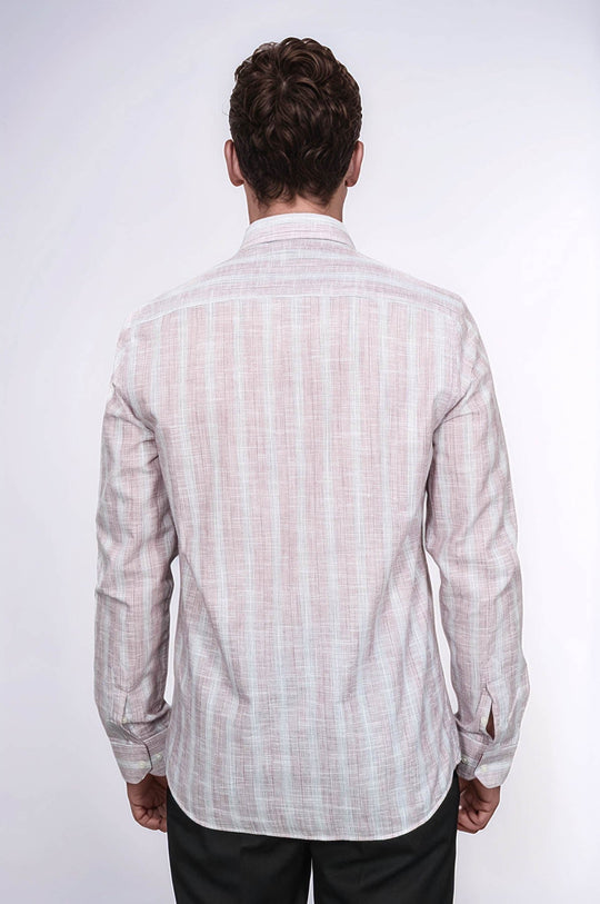 Slim Fit Light Red Checked Cotton Shirt — Wessi