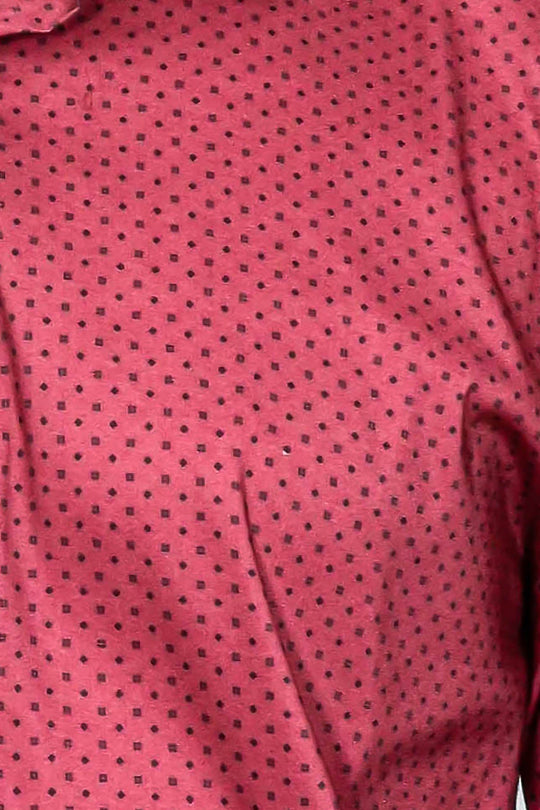 Men's Burgundy Slim Fit Patterned Cotton Shirt | Wessi