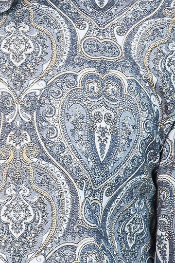Men's Navy Blue Slim Fit Damask Patterned Shirt | Wessi