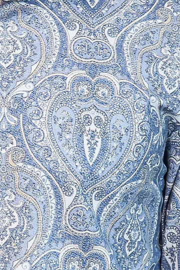 Men's Dark Blue Slim Fit Damask Patterned Shirt | Wessi