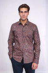 Men's Brown Slim Fit Patterned Cotton Shirt | Wessi