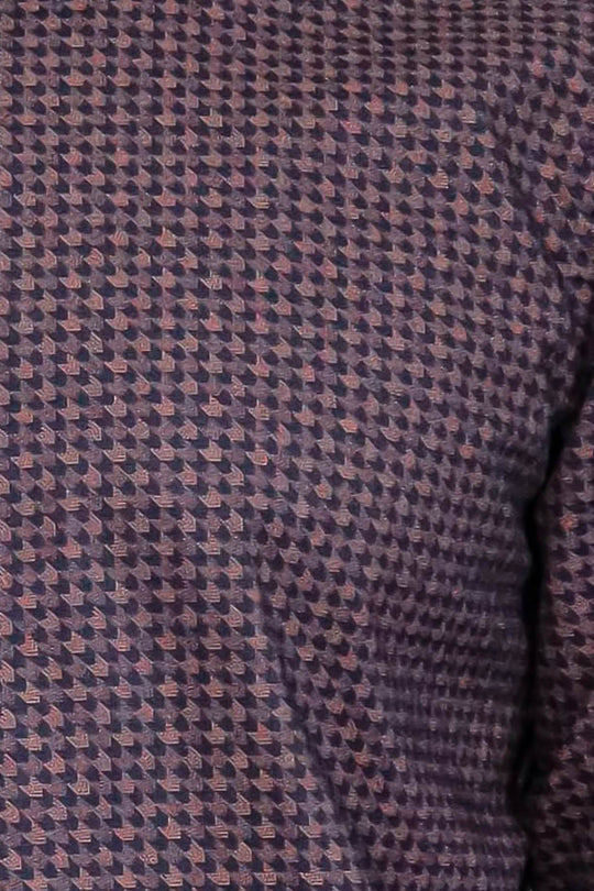 Men's Brown Slim Fit Houndstooth Patterned Cotton Shirt | Wessi