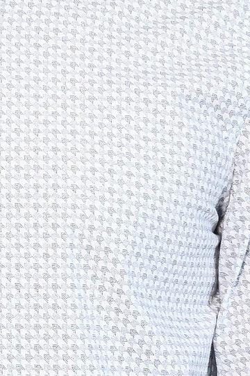 Men's White Houndstooth Slim Fit Long Sleeve Shirt | Wessi