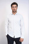 Men's White Houndstooth Slim Fit Long Sleeve Shirt | Wessi