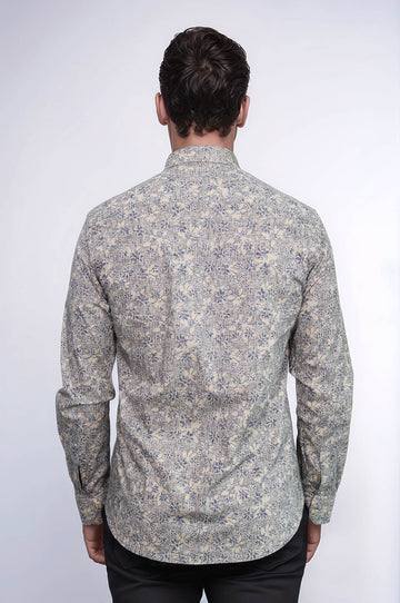 Bloom Patterned Beige Slim Fit Shirt | Wessi
