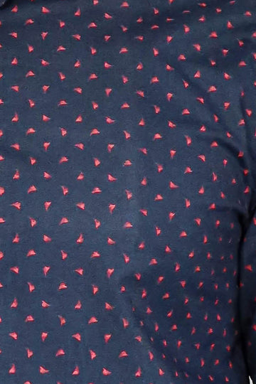 Men's Navy Slim Fit Shirt with Minimal Red Pattern | Wessi