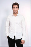 Men's White Slim Fit Shirt with Minimal Golden Print | Wessi